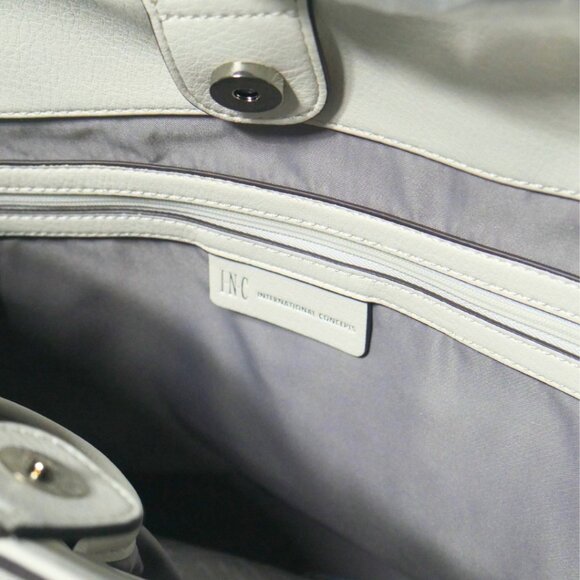 NWT International Concepts White Floral Tote Bag & Pouch Set INC Shoulder Purse - Picture 7 of 8